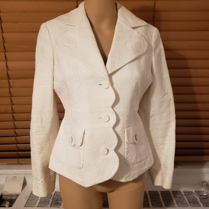 H Hilfiger White Jacquard Embossed Blazer 4